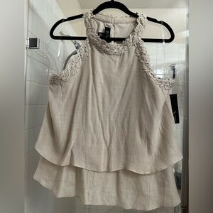 BCX Cream Lace Halter Blouse